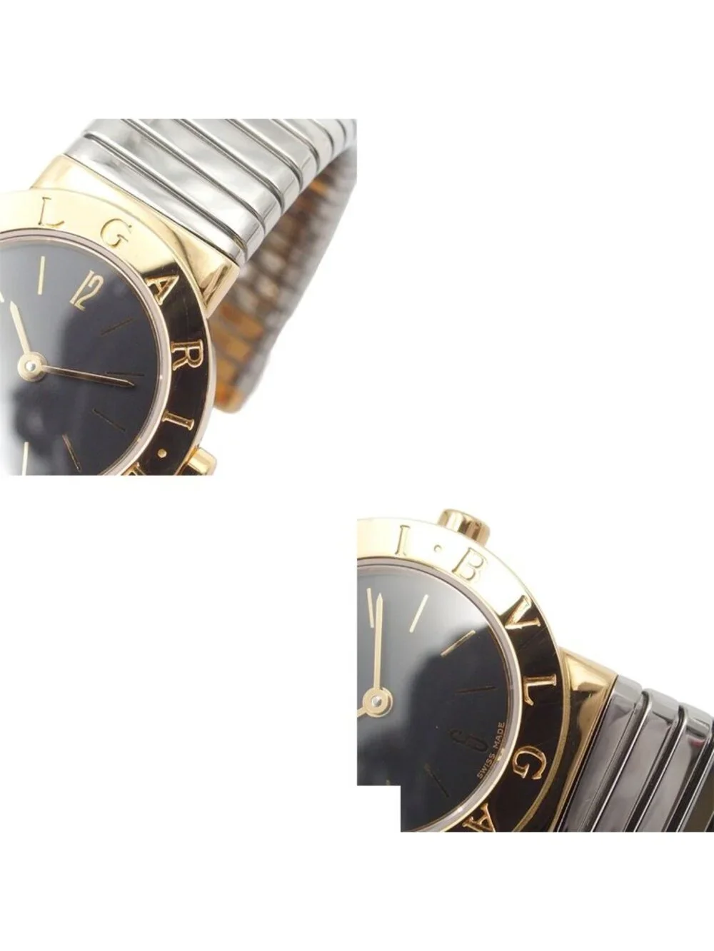 Bvlgari Tubogas Black 18K Yellow Gold SS Watch Quartz
